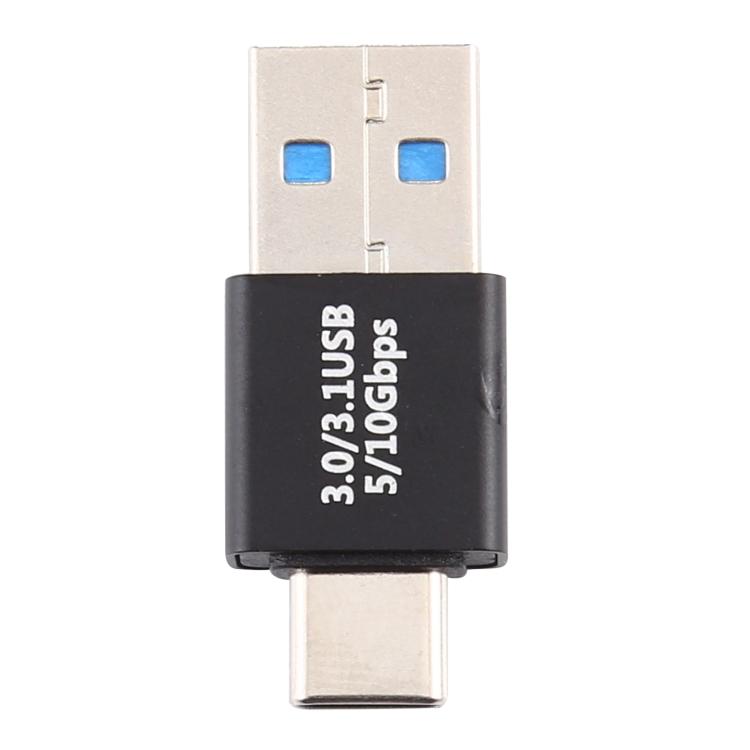 Adapter aus Aluminiumlegierung, Typ-C-/USB-C-Stecker auf USB 3.0-Stecker (Schwarz)