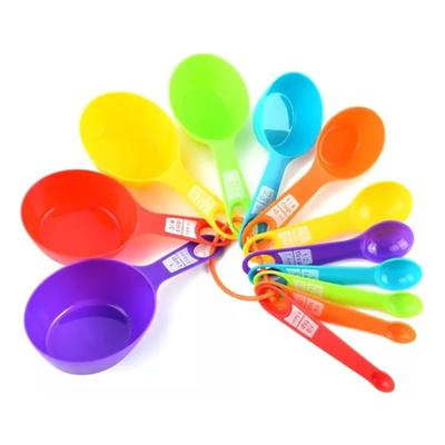 12 Adet Yemek Kaşığı Ölçü Kabı Seti Plastik PP Dereceli Ölçü Kaşığı Pastane Mutfak İçin