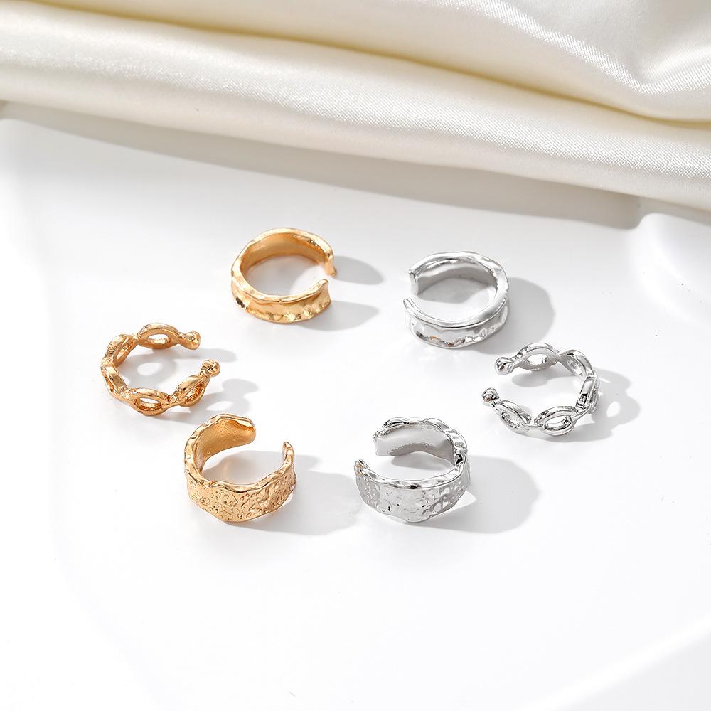 Mode OL Ohrschlagmuster Legierung Ohrclip 3-teiliges Set kreativer Falt U-förmiger Ohrknochenclip ohne Ohrloch weiblich