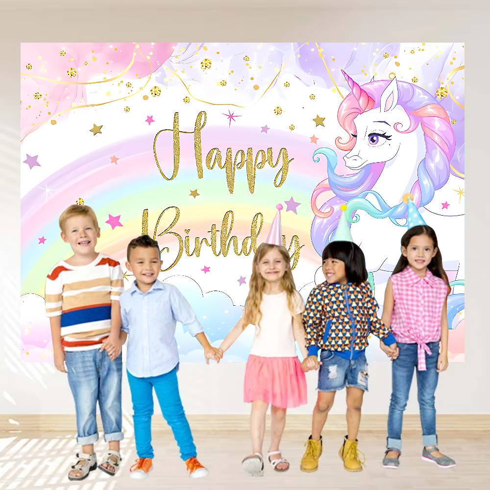 Ewprint Unicorn Birthday Background Photography Party Bedroom Living Room Decoration Shooting Background Cloth