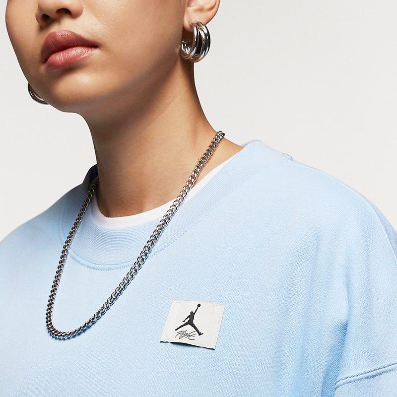 Jordan Sweatshirts Women's Ice Blue Crew Neck Moderate DQ4600-411