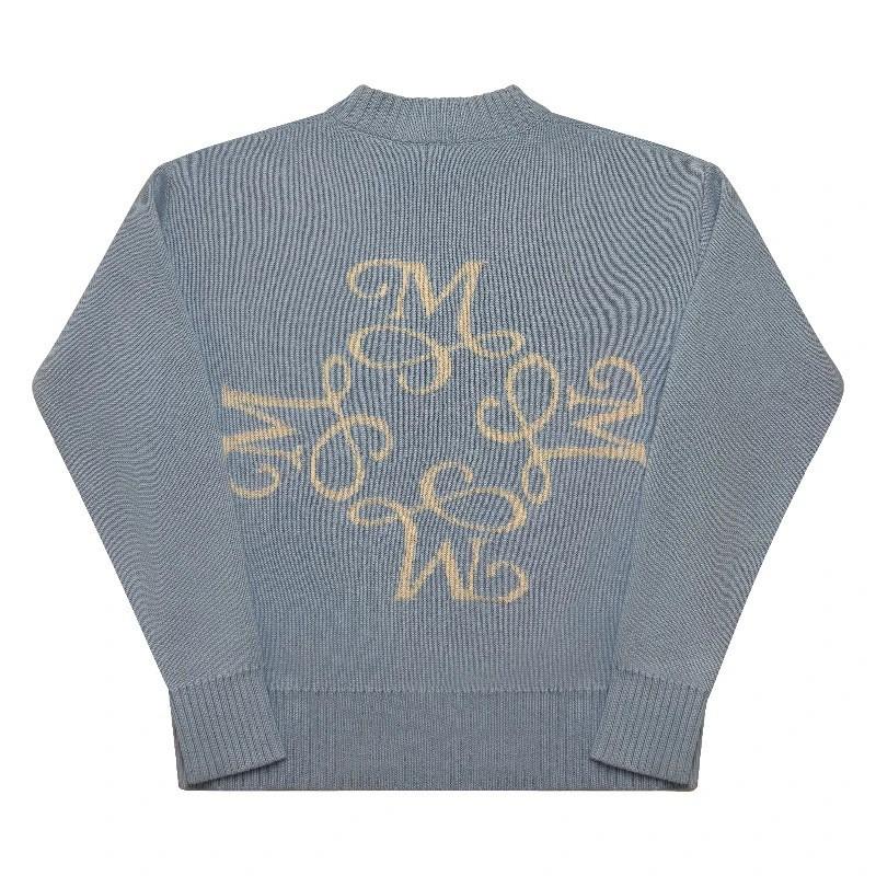 Streetwear Letter Jacquard Knit Sweater Y2K Loose Fit Teens
