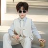 Spring Embroidered Hanfu Vest Set for Boys - Traditional Style Recitation & Performance Outfit