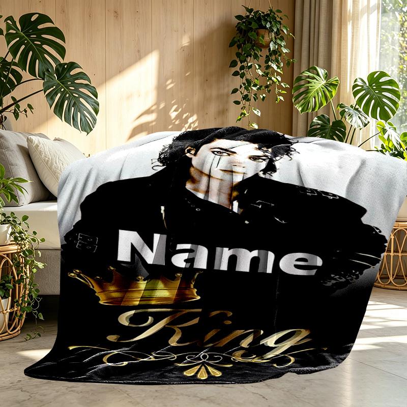 Personalisierte Michael Jackson Druckdecke mit individuellem Namen, Heimdekoration, Schlafzimmer, Sofa, Camping, Couch, Geschenke für Geburtstag WeihnachtenEnthusiasten