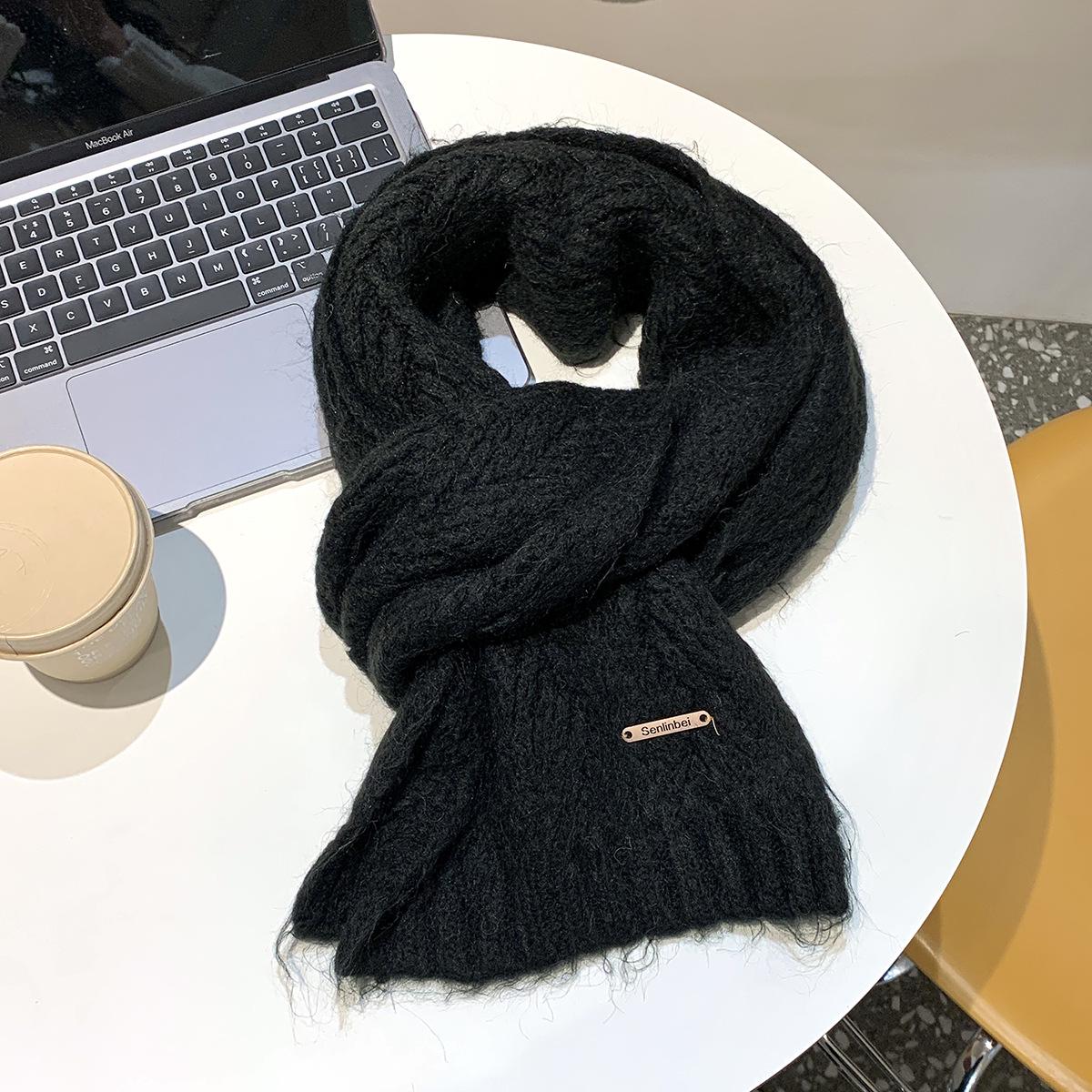 

Women s Korean Style Alpaca Wool Knitted Scarf - Thick, Warm, and Versatile for Autumn and Winter