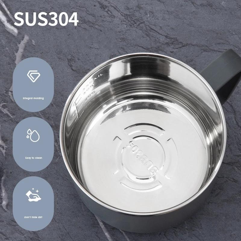 304 Stainless Steel Water Cup Milk Juice Tea Coffee Mug Double Layer Insulation Tropical Handle Cup Office Home Drink Mouth Cup