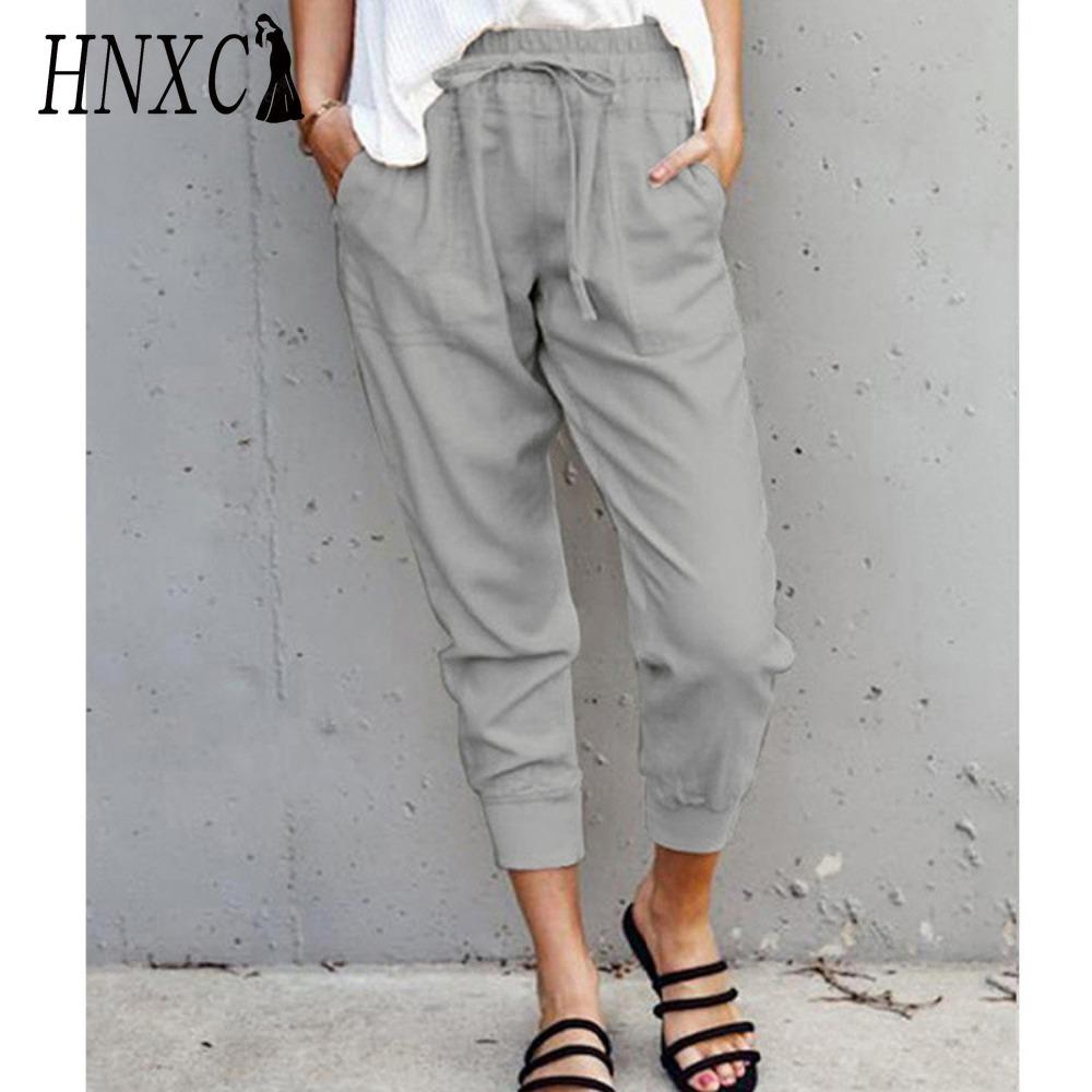 

HNXC Летние Женские Свободные Большого Размера Однотонные Простые Завязывающиеся Узкие Повседневные Брюки-Капри для Похудения XXXXXL светло-серый