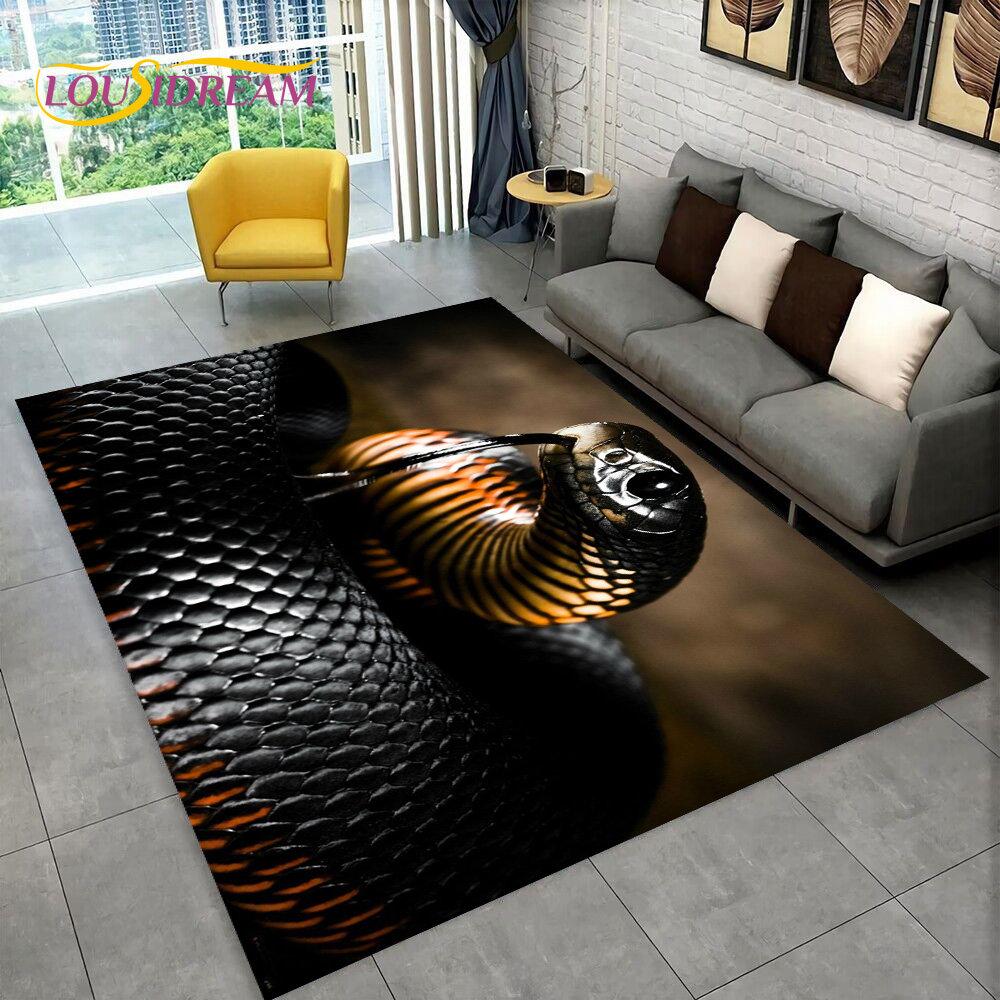 3D Gothic Horrible Snake Serpent Area Rug,Carpet for Home Living Room Bedroom Sofa Doormat Kitchen Decor,kids Non-slip Floor Mat