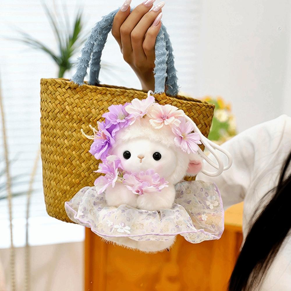 Soft Sheep Doll Keychain Plush Backpack Pendant Ornament Cute Bag Hanging Decor Bag