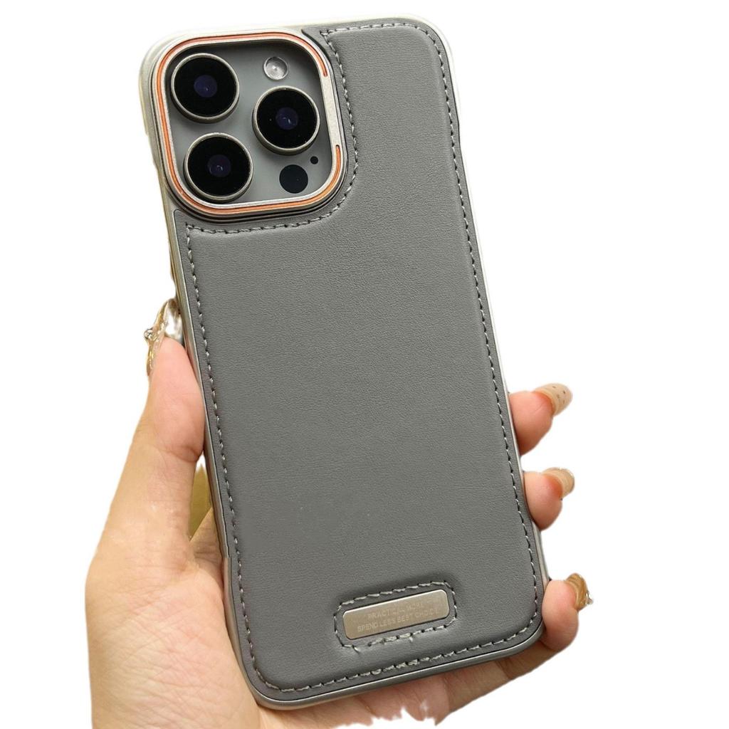 Frameless Leather Magnetic Case Suitable for IPhone16 Leather Hardware Frame Apple 15/14 Advanced Protective Case