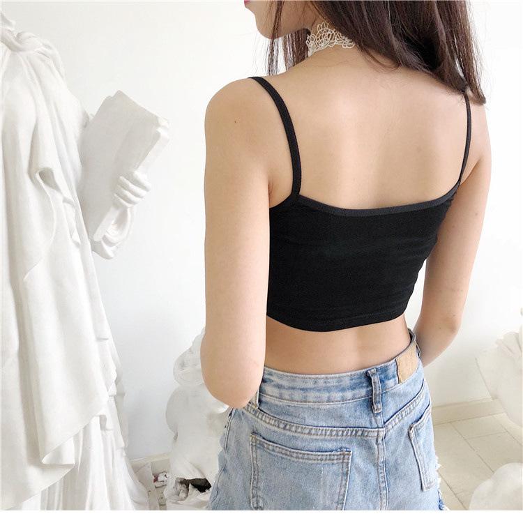 Moda Feminina Bandeau Crop Embelezar as Costas ao Redor da Alça do Peito Alça de Ombro Fina Roupa Íntima Antiluz