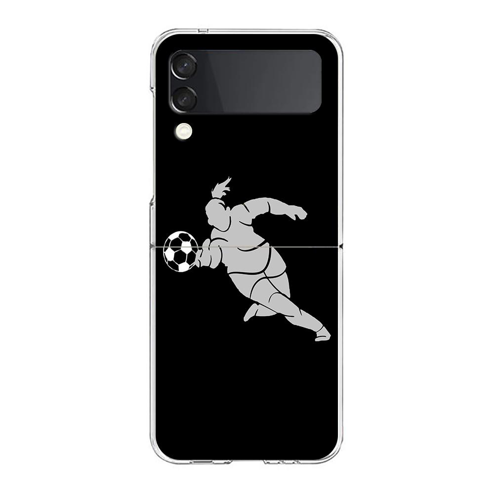 Football Player Soccer Art Clear Phone Case For Samsung Galaxy Z Flip 3 4 5 Hard Folding Shell For Samsung Z Flip3 Back Cover