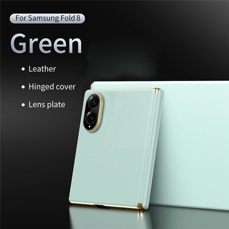 For Samsung Galaxy Z Fold 8 5G Case Luxury Leather Hinge Protection Cover For ZFold 8 Fold8 With Screen Lens Protector Case