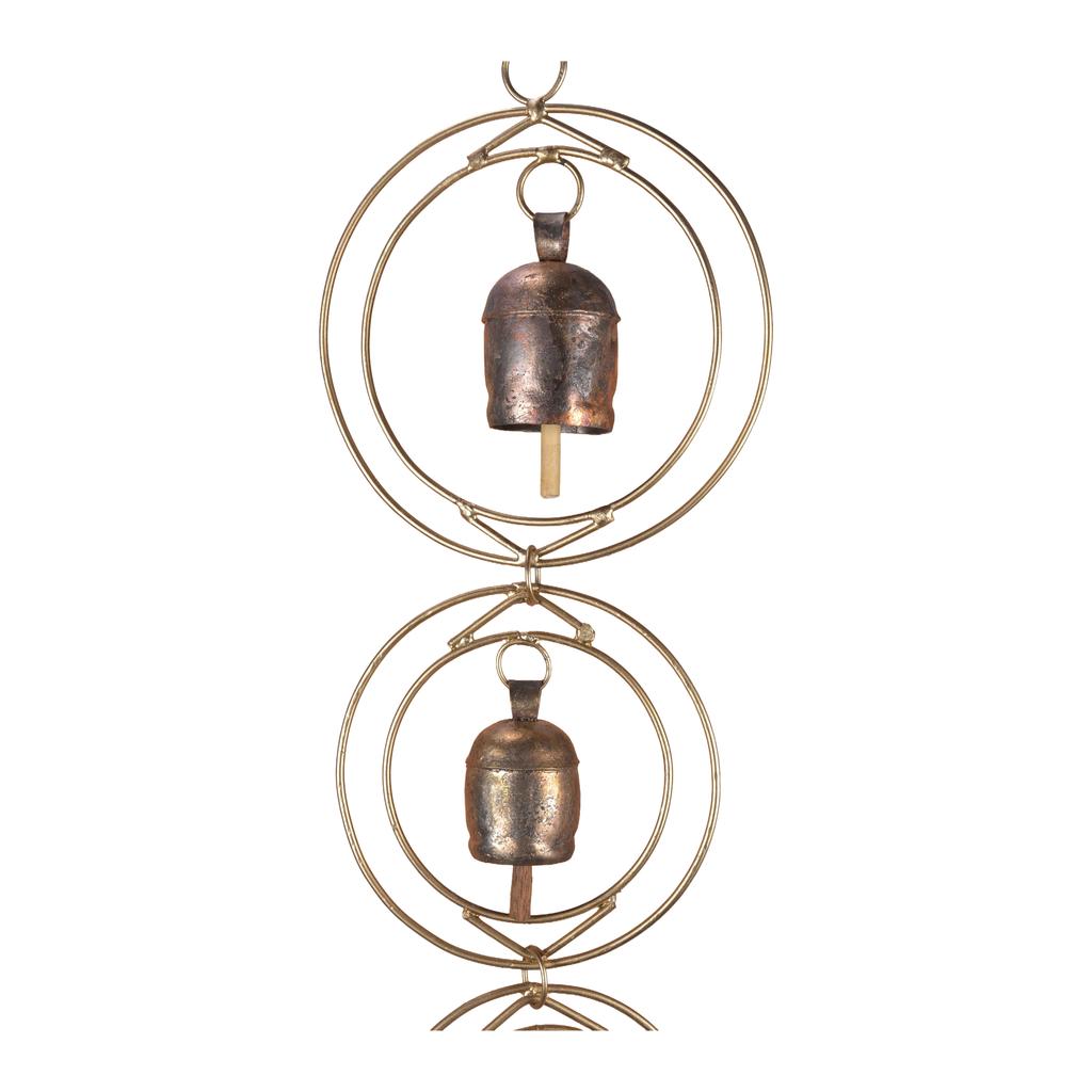 27 Inch Large Outdoor Wind Chimes With 5 Tuned Bells For Deep Soothing Tones, Rustic Gold Bronze Garden Decor Windchime For Porch Patio