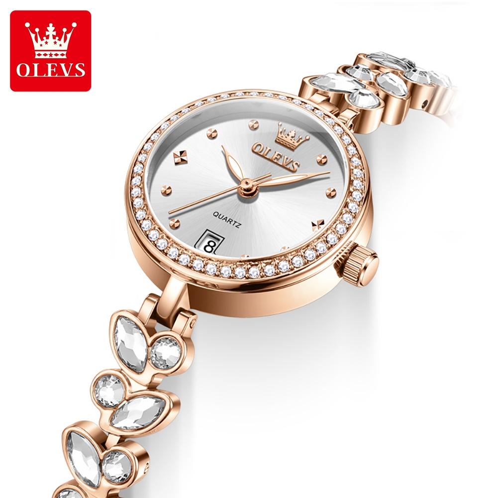 OLEVS Brand New Luxury Womens Bracelet Watch Elegant Fashion Quartz Watch Waterproof Luminous Strap Date Wristwatch For Woman