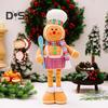 Christmas Gingerbread Doll Ornaments Extendable Leg Plush Doll with Scarf Stuffed Cooking Gingerbread Figure for Christmas Tree Fireplace Decor
