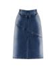 Teulimingbeodeu Curved Pocket Cut Denim Skirt [ Blue ]