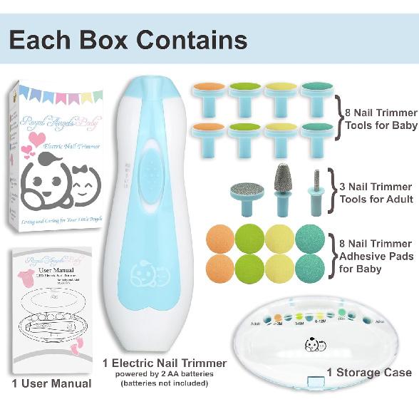 Baby Nail Trimmer 21 in 1, Usage Labeled Case & 13 Extra Replacement Tools, Royal Angels Baby Electric Nail File, Baby Nail Care, Nail Clipper