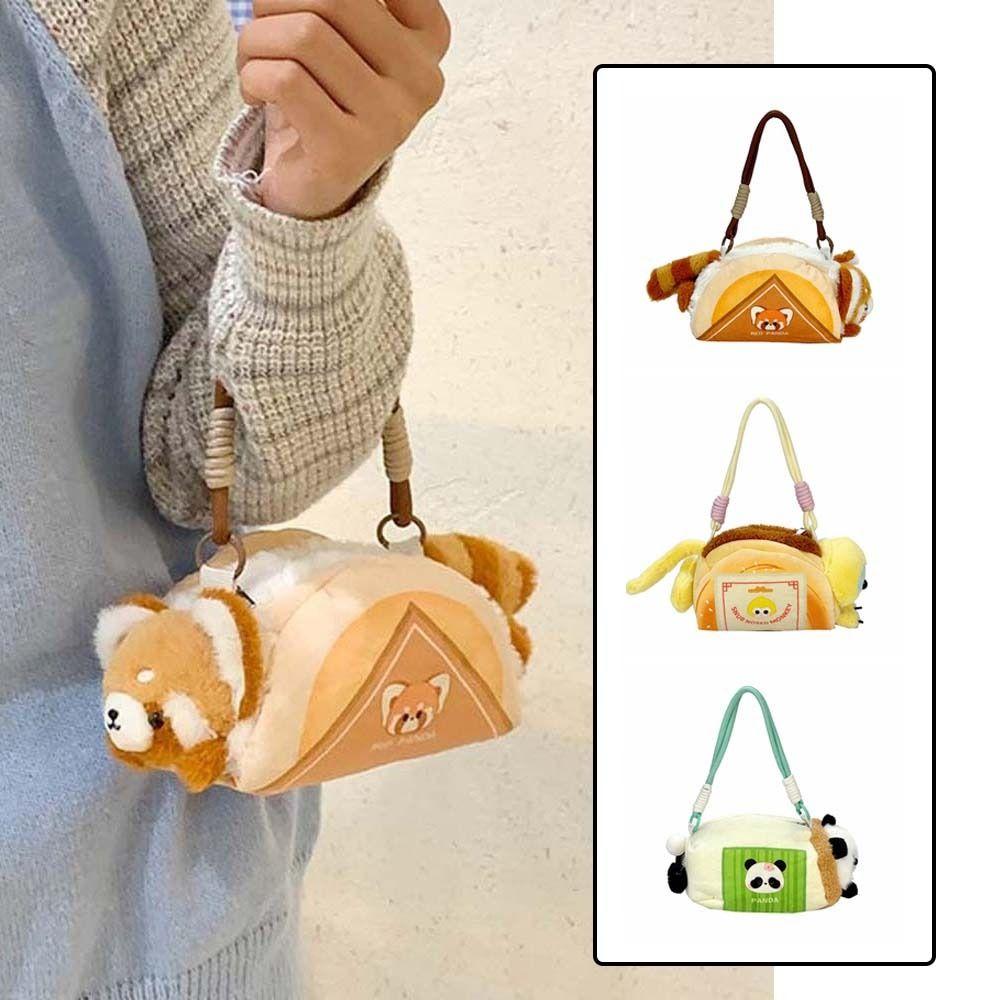 Cartoon Raccoon Shoulder Pouch Cute Golden Snub-nosed Monkey Bag  Children's Gift