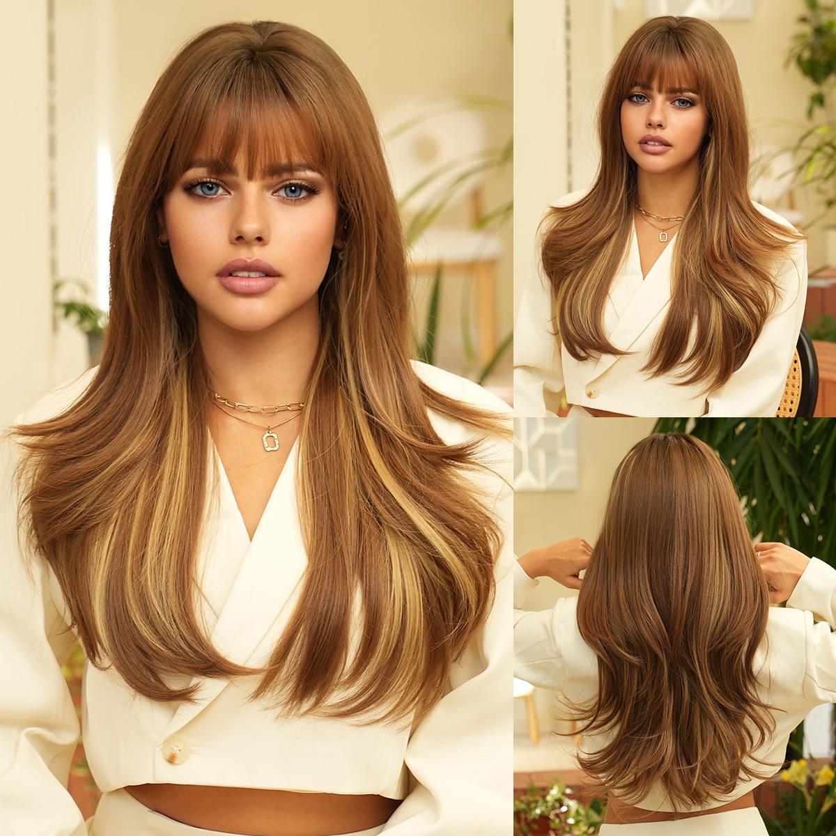 

Bangs Long Curly Hair Mechanism Synthetic Wig