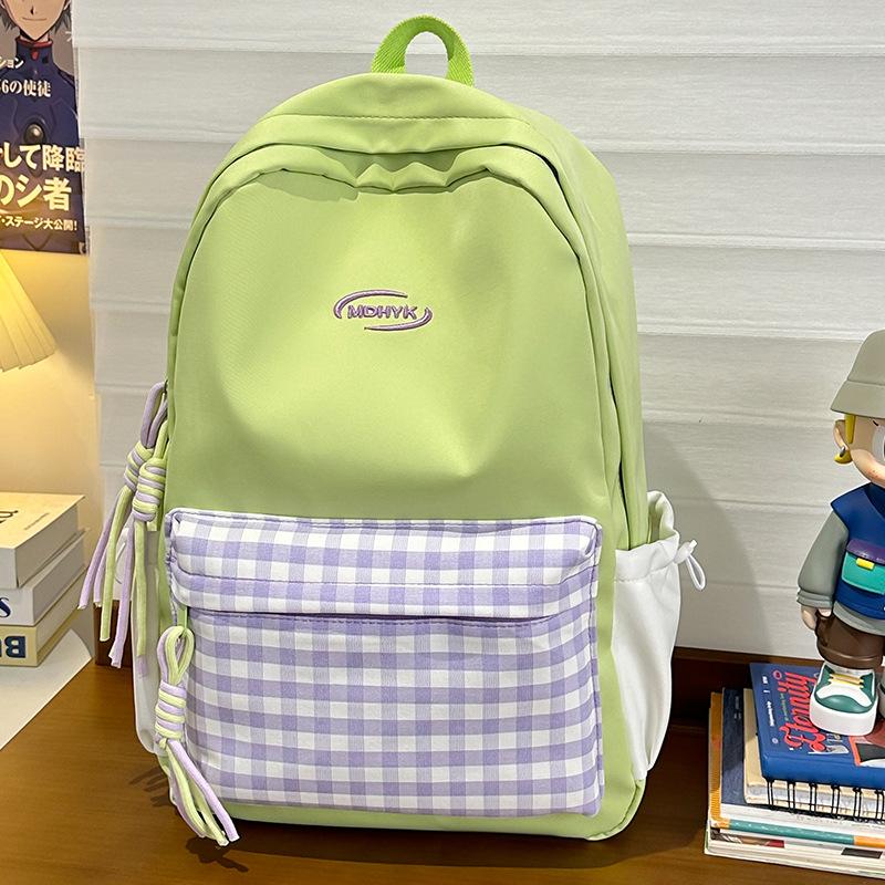 Children's school bag Elementary school girl Junior high school student plaid backpack Fashion backpack