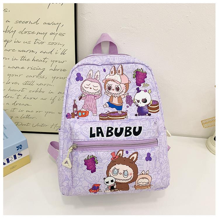 Adorable Labubu Cartoon Kids Backpack Lightweight Nylon Design For Ages Two To Six