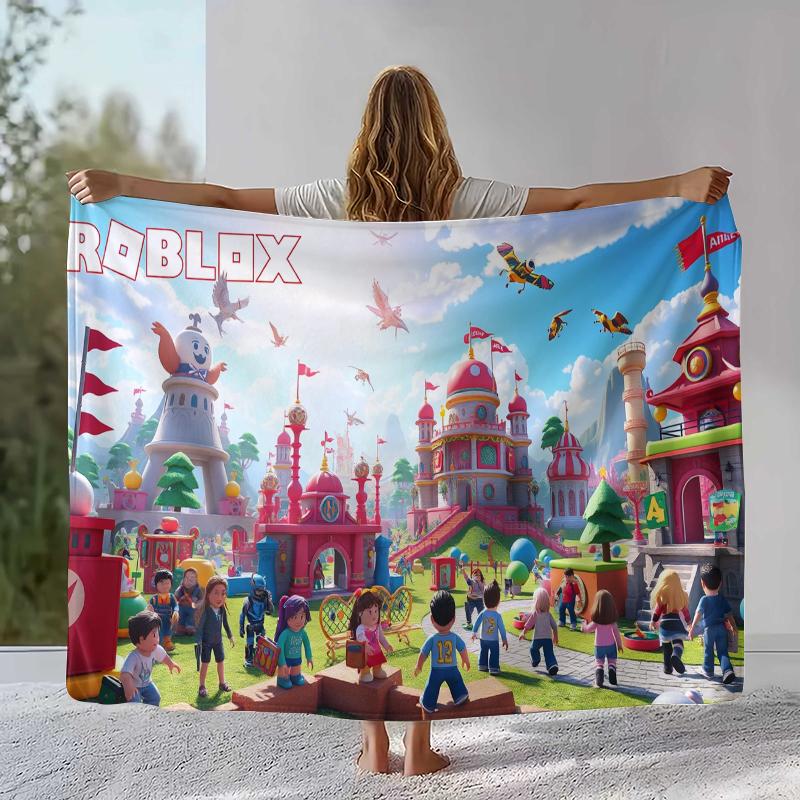 Game R-Robloxs Cartoon Flannel Blanket,Ultra Soft Warm Plush Throw for Home Bedroom Bed Sofa Cover Office Camping Picnic gift