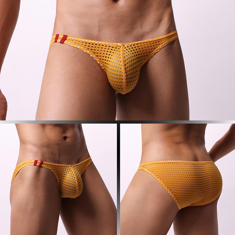 Men's Mesh Net Yarn Sexy Low-Rise Triangle Briefs - Japanese & Korean Style E-096