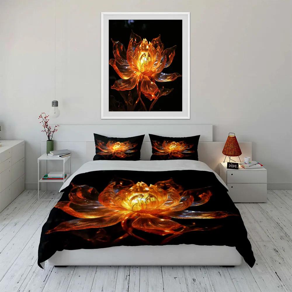 "Lotus LED Lighting Decor Set" Soft Comfortable Duvet Cover Bedding Set Included 1*Duvet Cover & 2*Pillowcases Gift