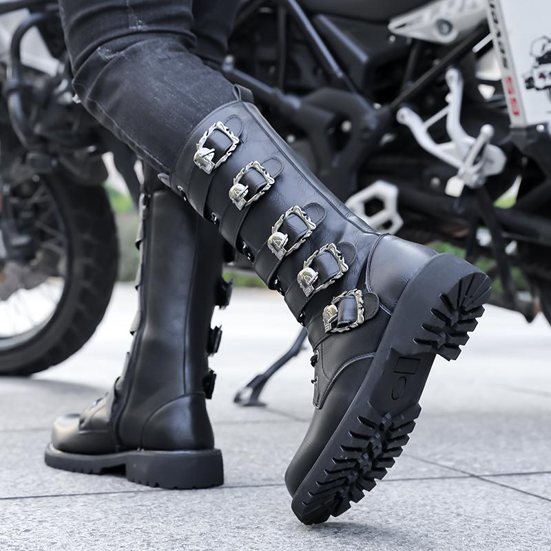 Men’s Motorcycle Boots Western Boots Black Jockey Boots Casual High Boots Plus Size