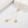 Gold Flower Pendant Necklace Punk Flower Tassels Earrings Vintage Y-shaped Chain Necklace  Women