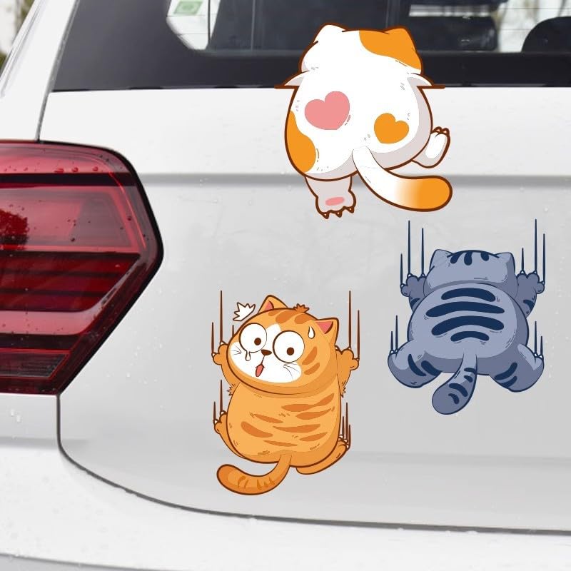 9 Pieces Car Sticker Cat Sticker Car Decal Waterproof Sticker
