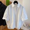 Summer Korean Style Black Splatter Paint Short Sleeve Shirt Comfortable European Trendy Unique Top