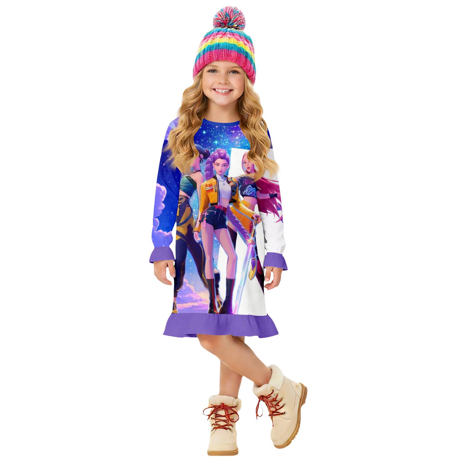 Children s Summer Round Neck Cartoon Print Dress 150