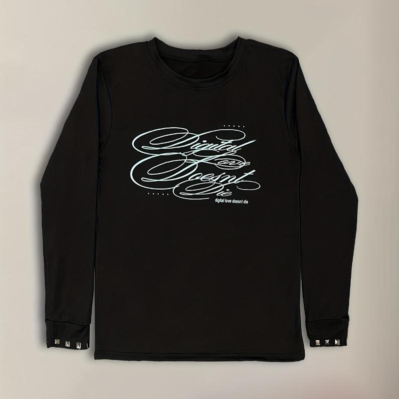 European and American style dark printed long sleeved retro street trend y2k pullover top