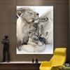Modern wall art poster with animals, loving lion, family, canvas, painting, print for the living room, painting, decoration for the house, cuadros