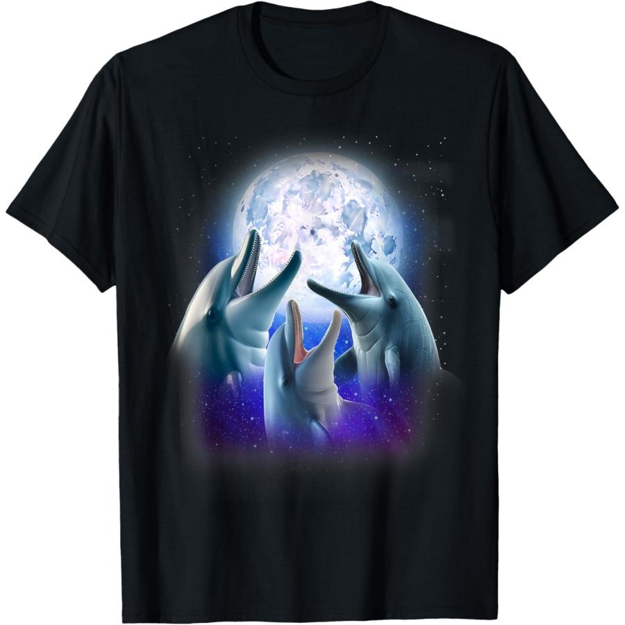 

3 Dolphins Howling At The Moon Funny Dolphin Lover Aquarist T-Shirt XXXXXL чорний