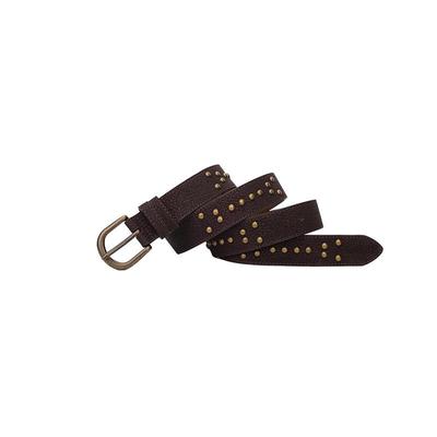 Punk Chic Double Row Studded Leather Belt with Pin Buckle and Cross Rivet Decoration