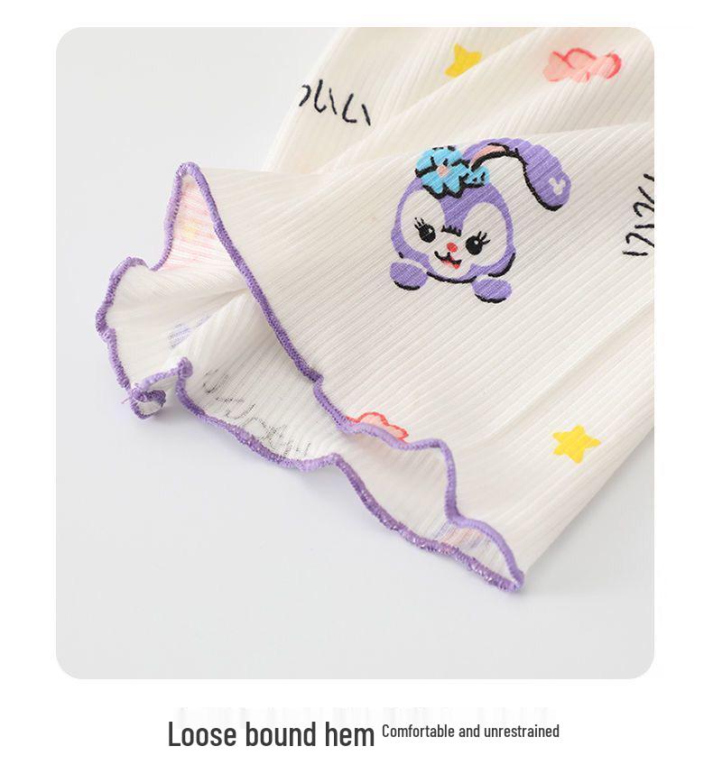 Ice Silk Girls' Short Sleeve Pajama Set - Summer Thin Two-Piece for Baby and Kids