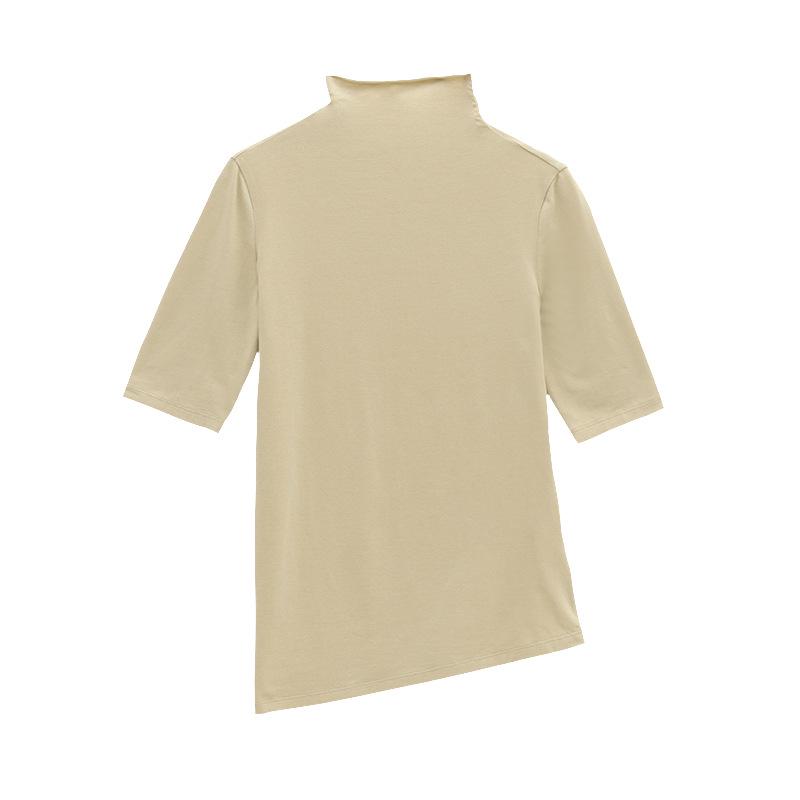 

Love & Nancy Sonnet Autumn 2025 Irregular Hem Slimming Semi-High Neck T-Shirt One Size