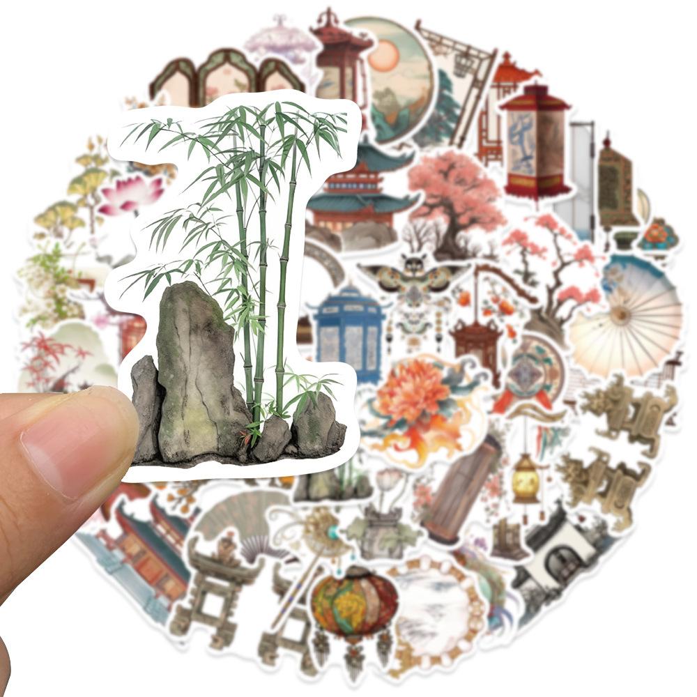 50 Pieces of Ancient-style Small Item Sticker Books, Chinese-style Lantern Phone Case Stickers