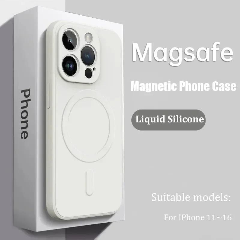 Tekutý silikonový kryt Pro iPhone 16 17 15 14 13 12 11 Pro Max Plus Mini Air Pro Magsafe Magnetické bezdrátové nabíjení Měkký kryt funda
