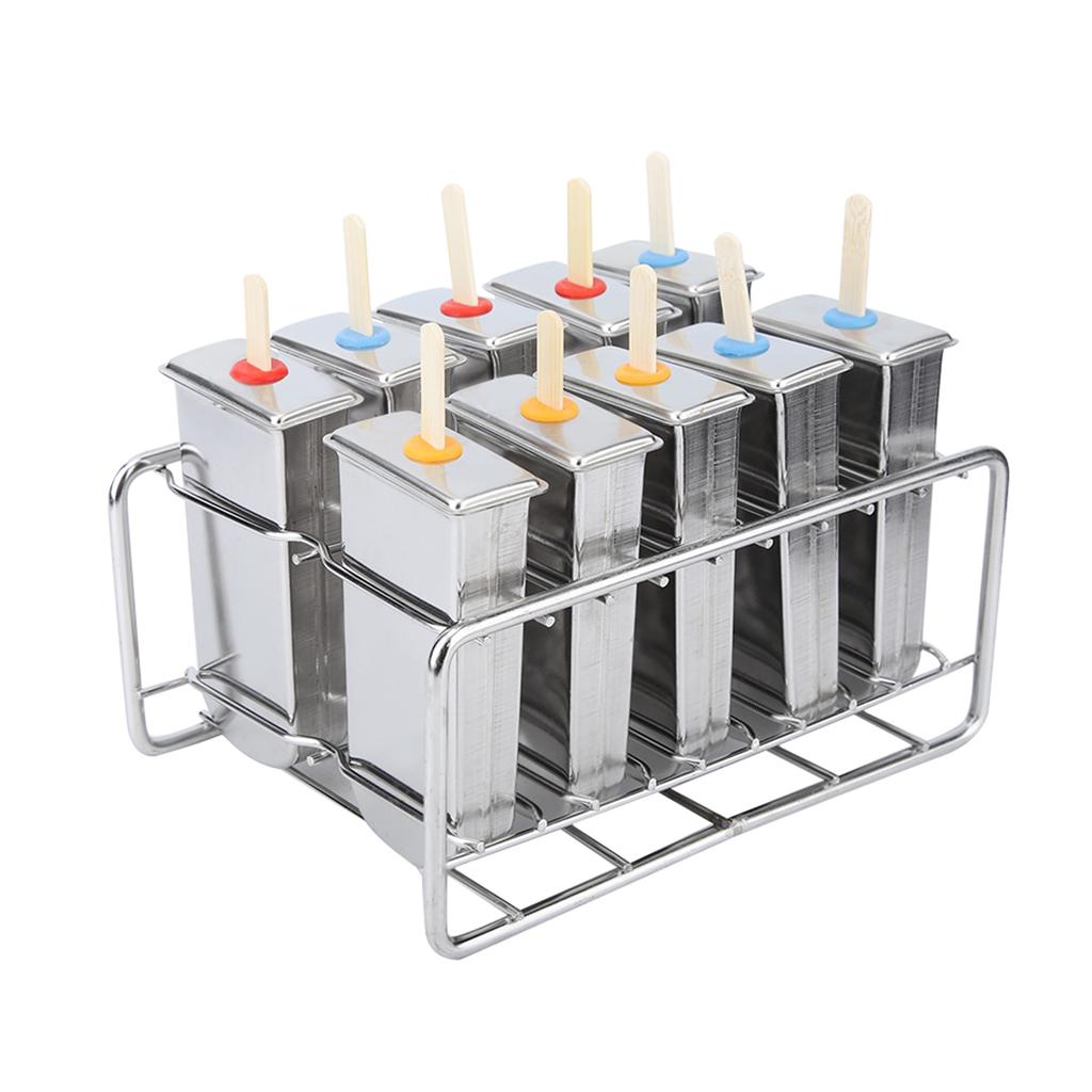 10PCS 304 Stainless Steel Round Head Fat Plate Ice Cream Mold Popsicle Mold Double Groove