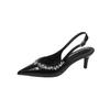 Sexy pure desire feng shui diamond pointed patent leather high heels 2025 autumn new light luxury daughter banquet stiletto sandals