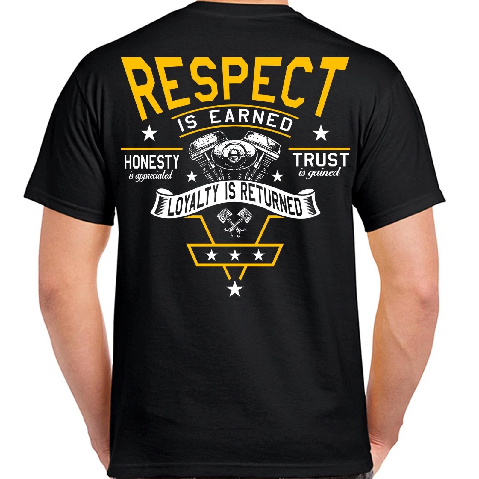 Biker Life Respect Tattoo Engine Skull Motorcycle Brotherhood T Shirt M