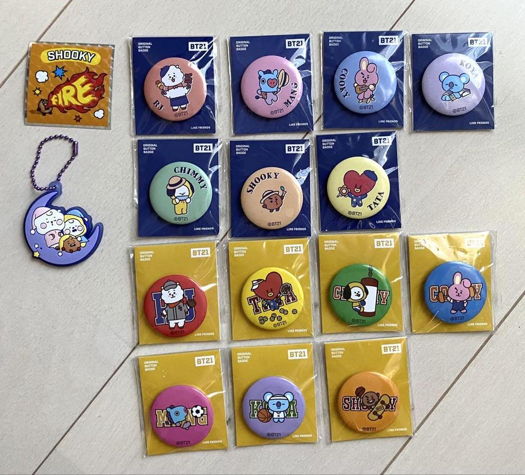 [USED] Rare BTS BT21 FamilyMart Can Badge Complete Set Rubber Keychain Sticker