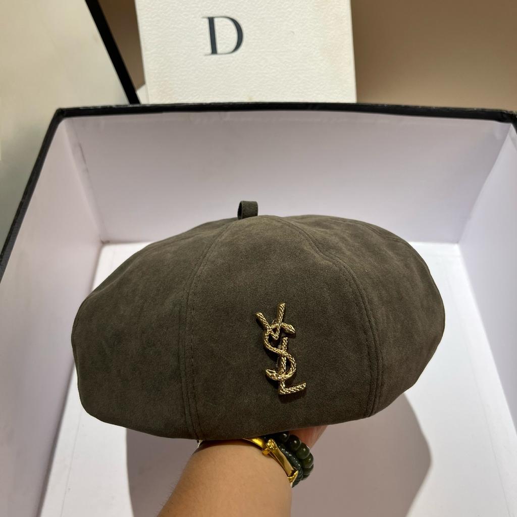 Vsl Paris Catwalk Autumn Octagonal Beret High Quality Big Hat Frosted Leather Painter Hat