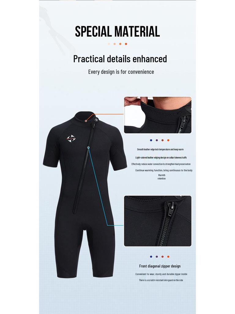 DIVE&SAIL 3MM Men's Short Sleeve Wetsuit for Diving, Snorkeling, Surfing & Swimming