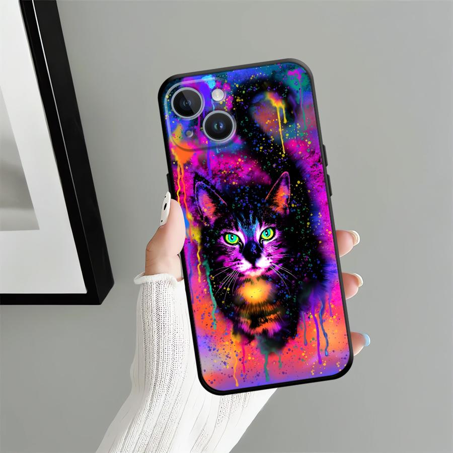 Cool Colored Cat Case for Apple iPhone 17 Pro Max 16 15 Pro 7 8 11 13 12 XR XS MAX Air 14 Funda Phone Cover