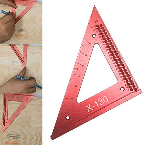 CarAngels Woodworking Triangle Ruler, Marking Gauge, Sliding Square, Right Angle Ruler, High Precision, 1mm Hole Spacing, Right Angle/45 Degree Markin